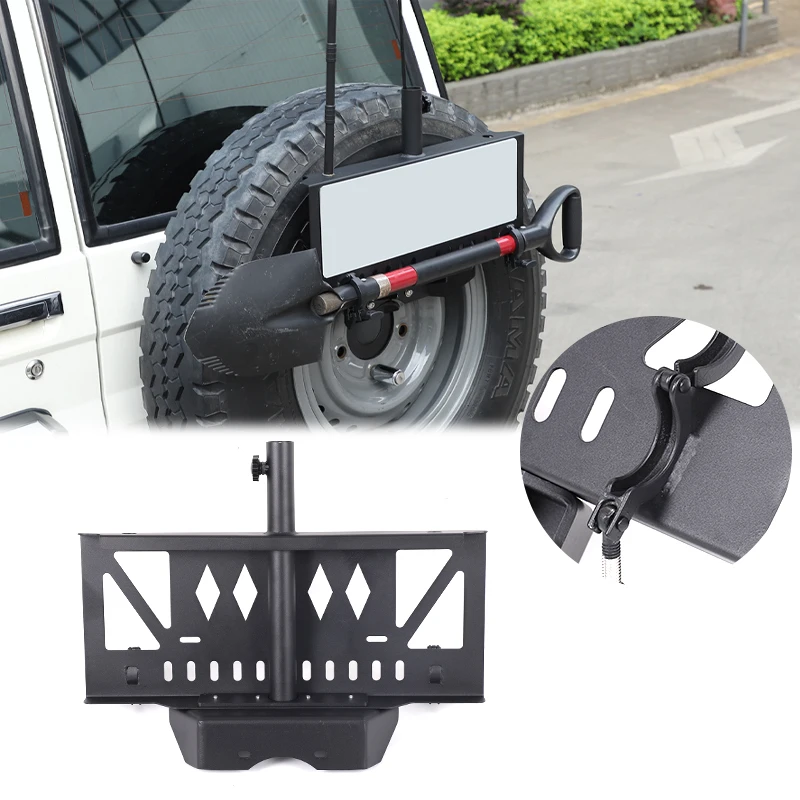 For Toyota Land Cruiser LC71 LC76 2007+ 1Pc Carbon Steel Multi-Function License Plate Flagpole Mount Bracket Off-Road Accessory