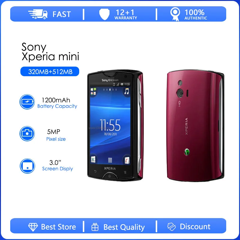 Sony Ericsson Xperia mini ST15 Odnowiony-oryginalny odblokowany telefon komórkowy ST15i 3G WIFI GPS 3MP aparat Android 4.1 telefon