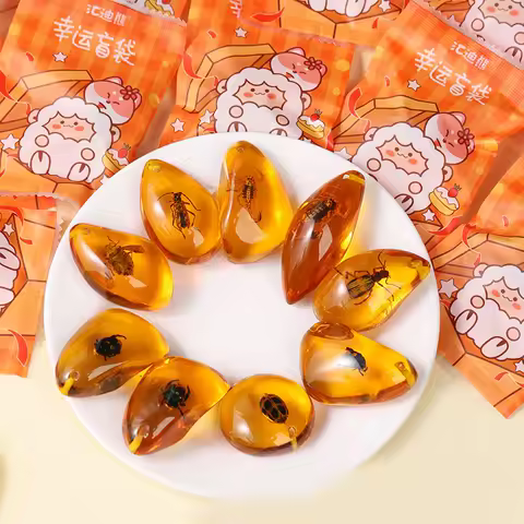 Novelty Funny Creative Crafts Amber With Bugs Scorpions Ladybirds Insect Specimens Children Science Education Cognitive Toys