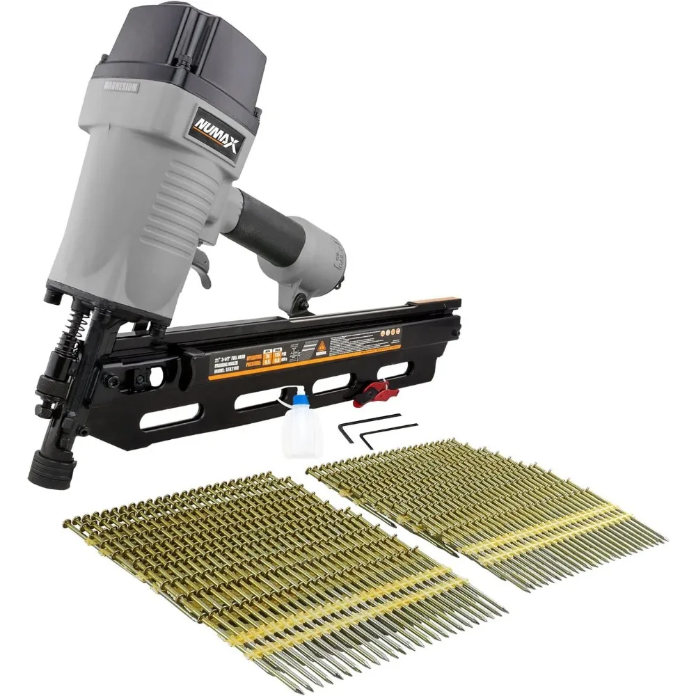 

NuMax SFR2190WN Pneumatic 21 Degree 3-1/2" Full Round Head Framing Nailer with Nails (500 Count)
