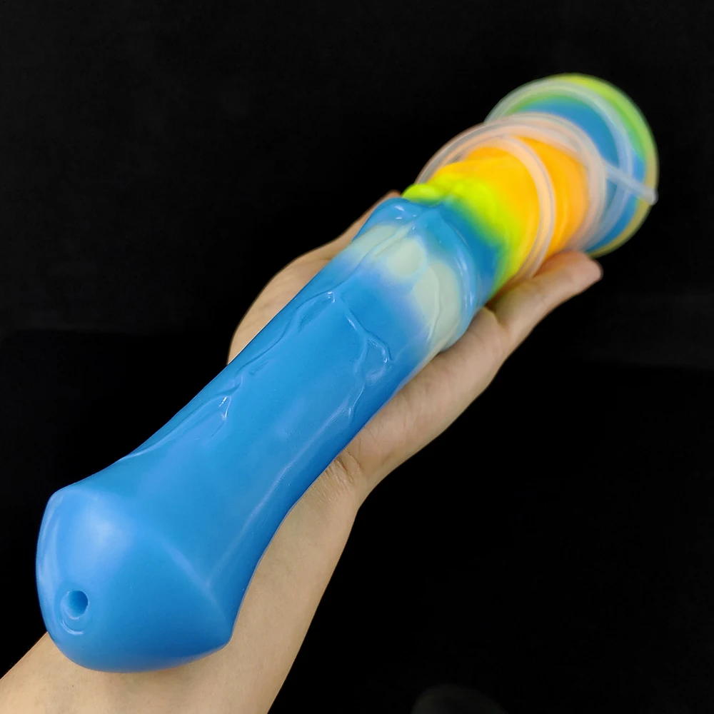 FAAK Remote Control Vibrator Squirting Horse Dildo With Sucker Luminous Ejaculation  Penis Glow in Dark Sex Toys For Women