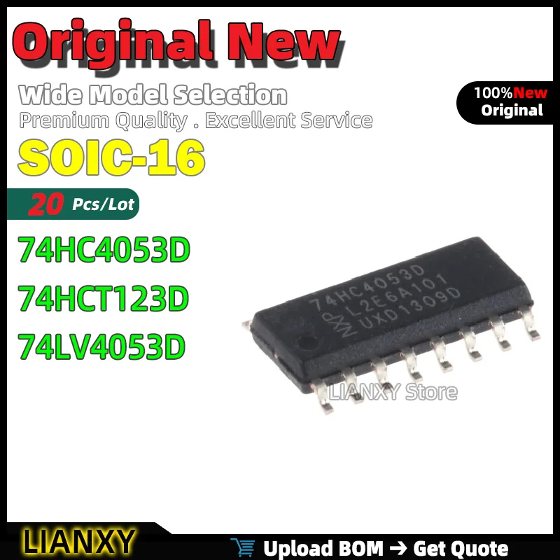 20pcs SOIC-16 74HC4053D 74HCT123D 74LV4053D Multiplexer New Original
