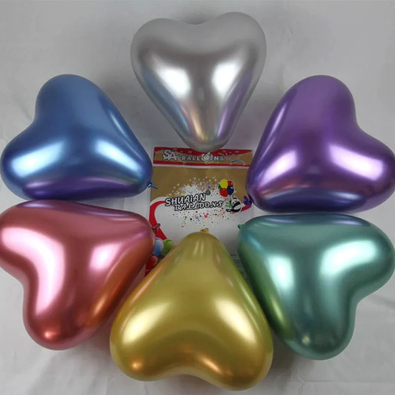 

10inch Heart Shaped Wedding Balloon Metal Latex Balloons Birthday Party Proposal Scene Decorated Purple Gold Helium Balloon