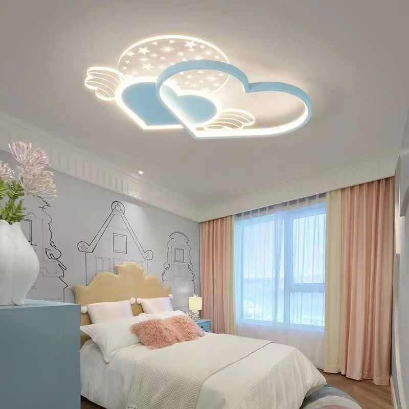 Kawaii Room Decor Cute Ceiling Lights For Kids Room Baby Girl Bedroom Heart Shape Ceiling Lamp Princess Pink Chandelier Lighting