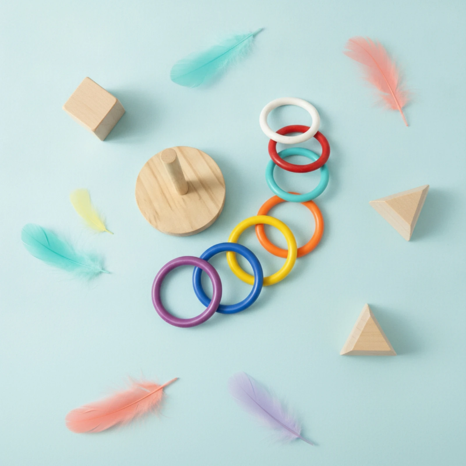 Bird Hoop Toss Toy Training Bird Stacking Toy Wooden Interactive for Parrots, Home