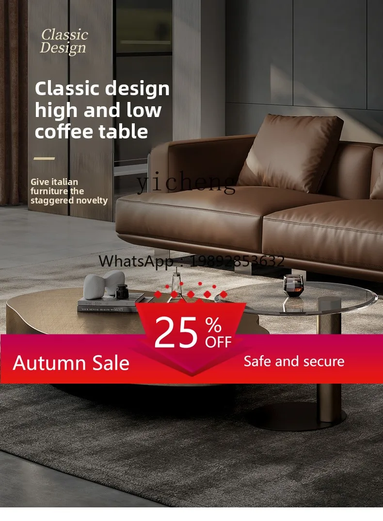 

Light luxury modern high-end living room furniture irregular coffee table combined with coffee table