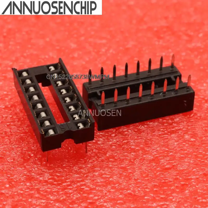 100PCS New and Original 16pin DIP IC Socket Adaptor Solder Type Socket Pitch Dual Wipe Contact