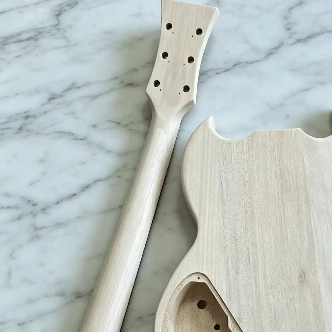 DIY Guitar Kit Unfinished Mahogany Body Rosewood Fretboard Complete Parts for Custom WorldwideBuilding Free Shipping view 2