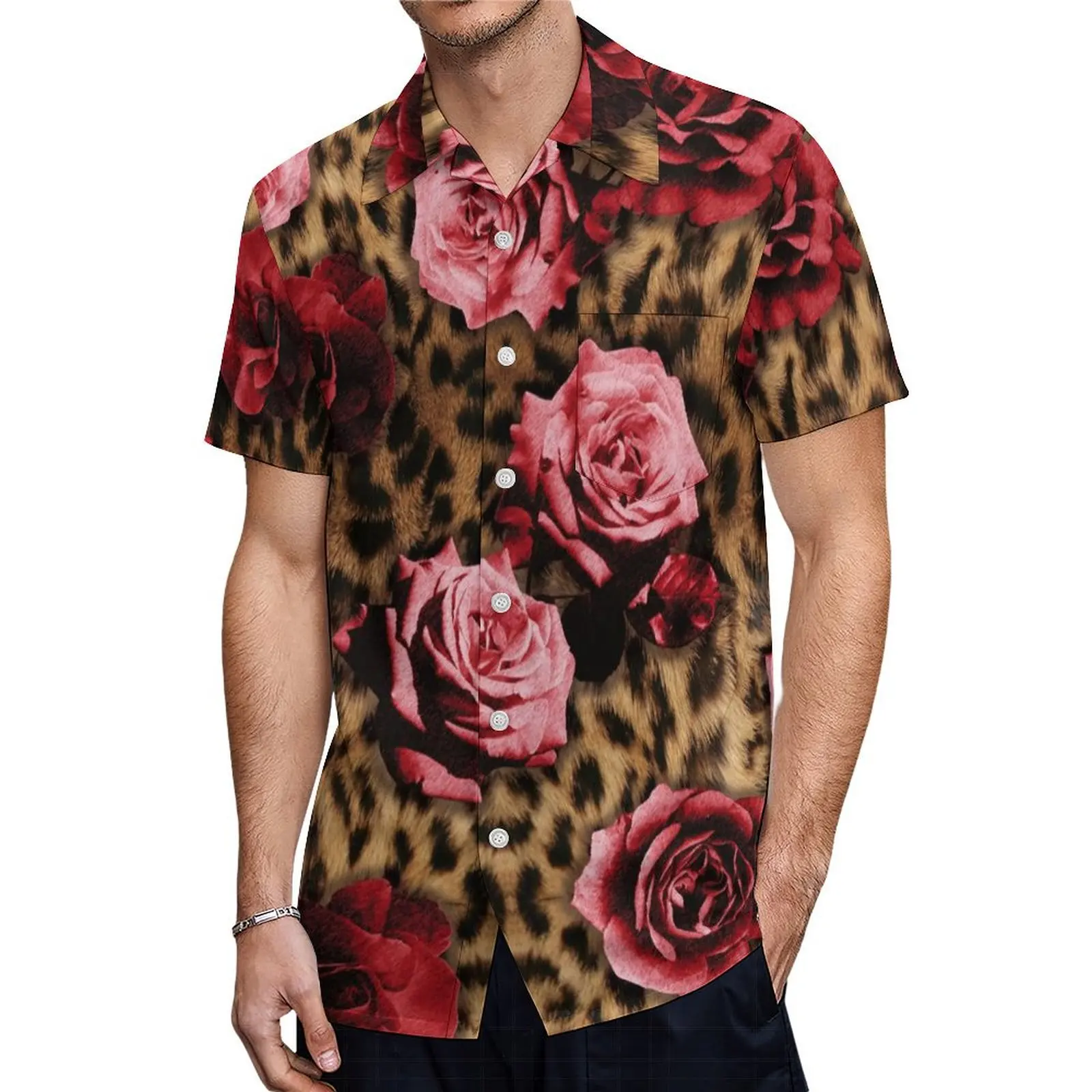 Coppia di Rose rosa polinesiane Set abito samoano personalizzato per donna con motivo floreale e camicia Aloha hawaiana per uomo