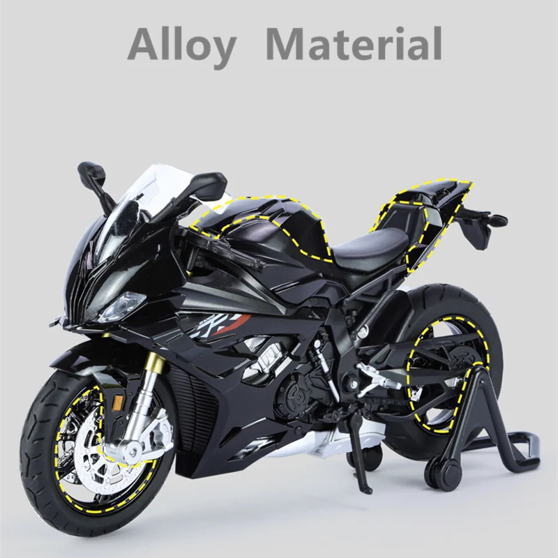 1:12 2023 S1000RR M نسخة سباق نموذج دراجة نارية دييكاست سبيكة معدنية عبر البلاد نموذج دراجة نارية ضوء الصوت لعبة أطفال هدية