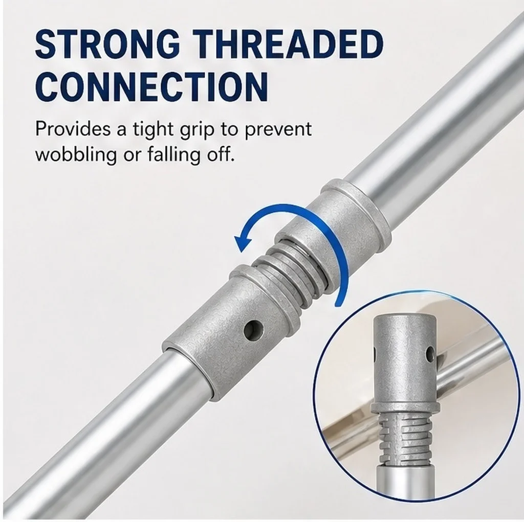 4Pcs Threaded Tip Replacement Broom Handle Adapter Metal Threaded Pole End for 0.98 Inch Paint Roller Brush Extension Pole