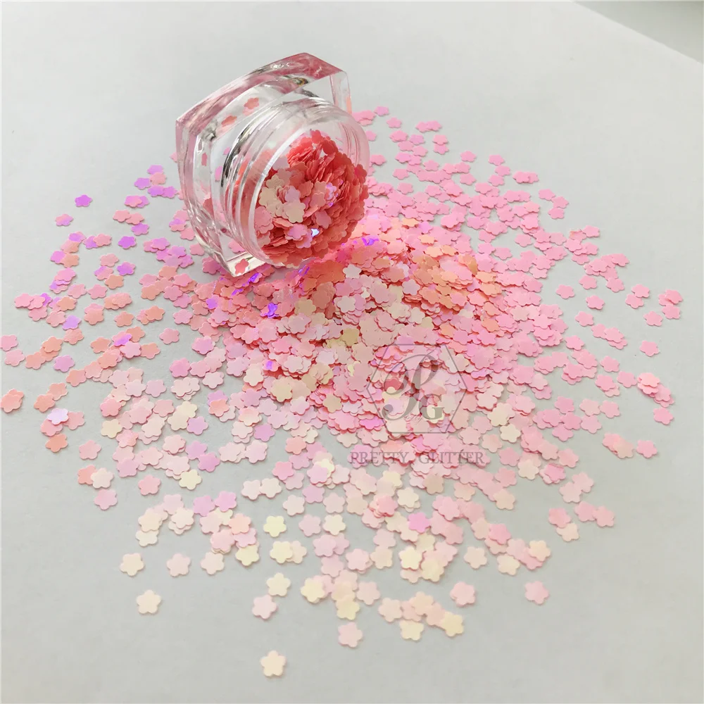 PrettyG Wholesale 3MM Plum Blossom Sequins Flower Glitter Color Shift Opal Mix Shape Glitter For Resin DIY Nail Art Decoration