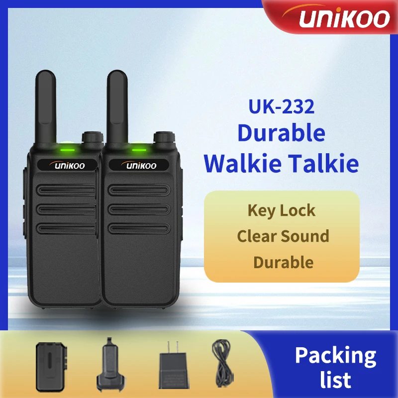 

2 PCS Unikoo UK232 Walkie Talkie Portable Handheld Type-C PMR FRS Licence-free Two Way Ham Radio for Hunting