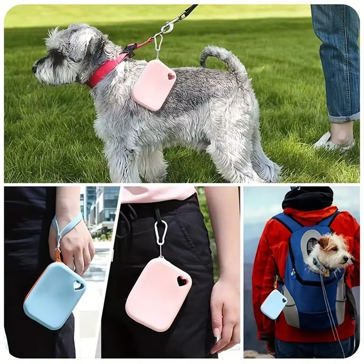 ABQR Bolsa portátil de silicona para golosinas para perros, bolsa para refrigerios para mascotas para entrenar y caminar, para uso en exteriores, color rosa claro