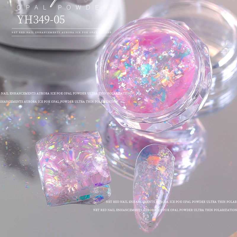 5Colors Aurora Opal 3D Nail Fakes Shiny Mermaid Irregular Broken Nail Glitter Sequins Yuki Chunky Aurora Polarized Sequins 0.5g