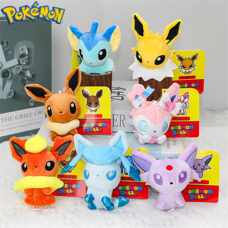 Pokemon Kawaii Sylveon Espeon Vaporeon Plush Toys Keychain Cute Anime Glaceon Eevee Flareon Jolteon Peluche Dolls Pendants Kids