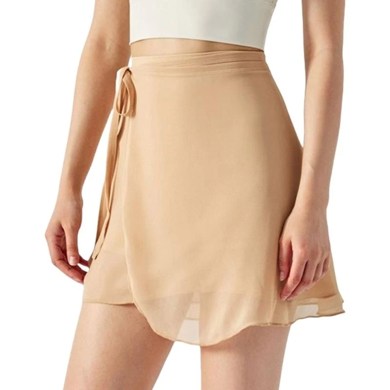 المرأة شير الشيفون سوينغ الباليه تنورة قابل للتعديل الخصر العلاقات الرقص الجمباز على وشاح الرقص تنورة قصيرة ملفوفة تنورات قصيرة