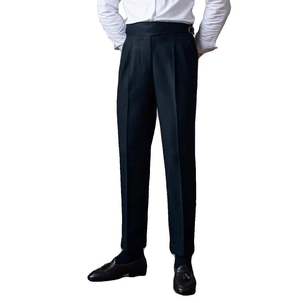 2024 Korean New Spring and Autumn Men\'s High-end Naples Mid-high Waist Straight Leg Casual Dress Pants British Retro Pants