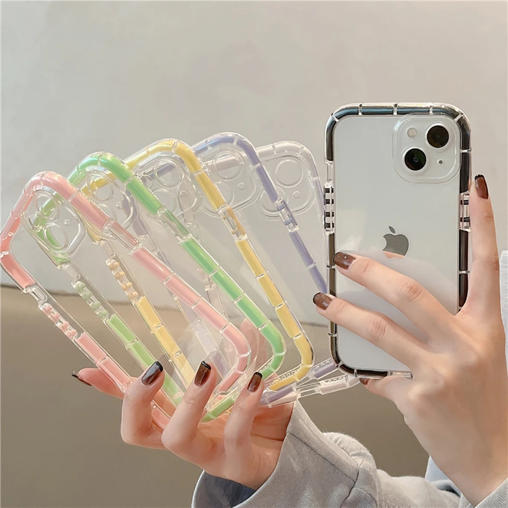 Plain Color Luminous for iPhone 13 12 11 14 15 16 Pro Max XS Case Full Protect Camera Transparent Soft Shockproof Bumper Cover