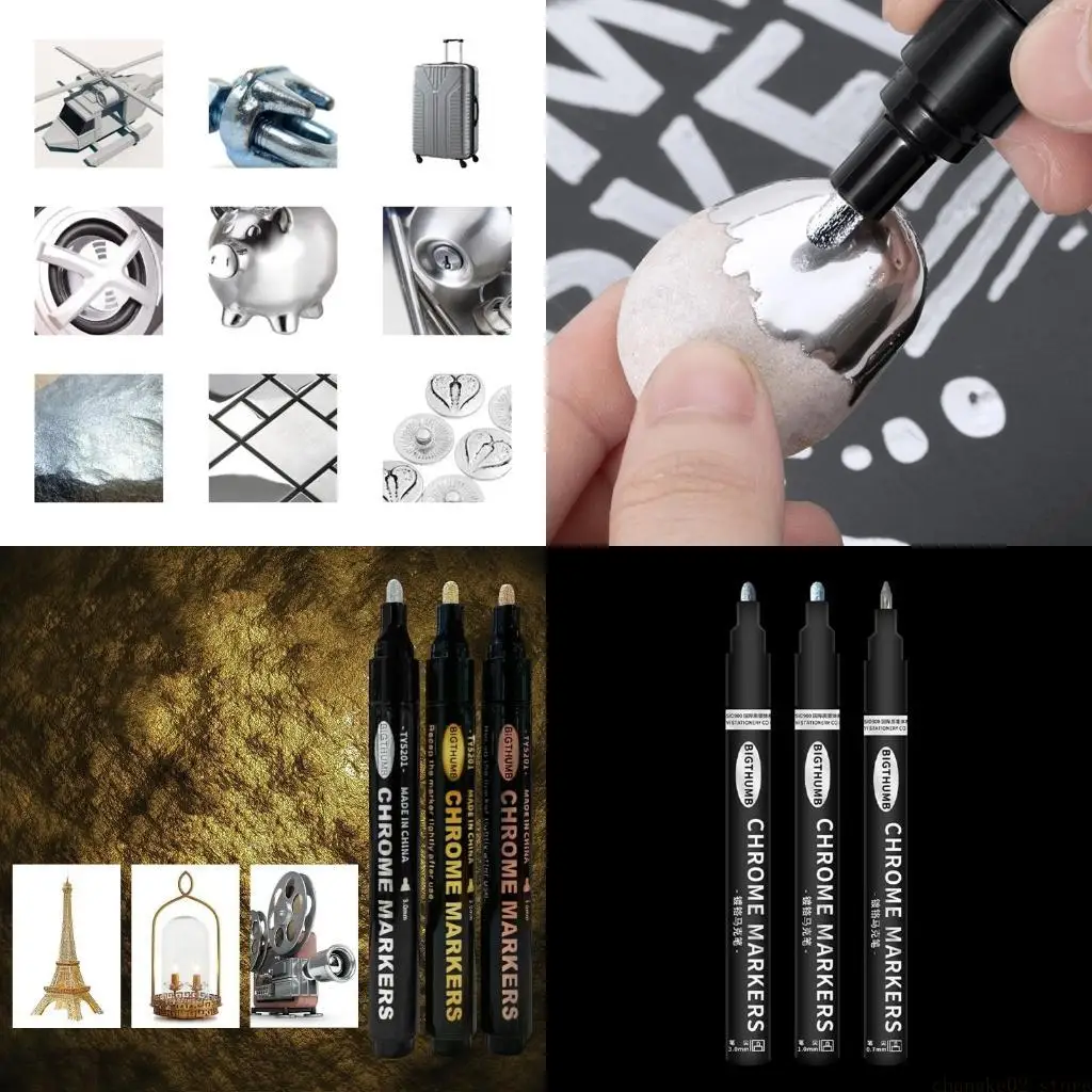 3Pcs Silver Marker Pens Liquid Paint Pens Fit for Painting DIY Graffiti Crafts