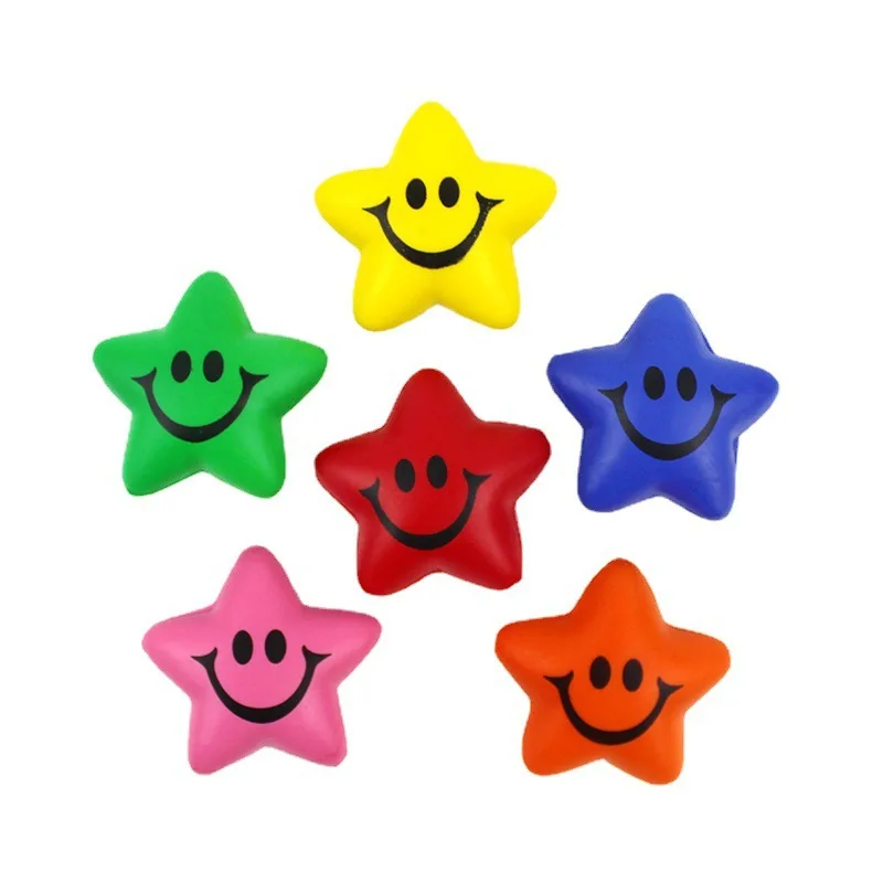 6Pcs Mini Star PU Sponge Balls Foam Stress Relief Ball Toys for Kids Birthday Party Favors Pinata Filler Classroom Prizes