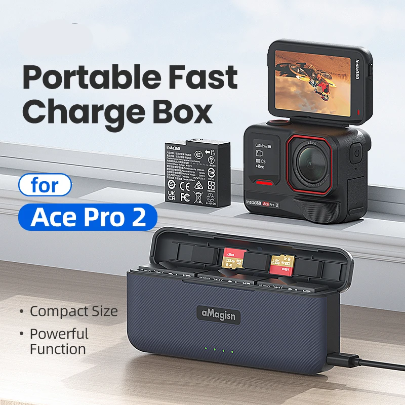 

Чехол для зарядки экшн-камеры Insta360 Pro/Ace Pro 2, чехол для быстрой зарядки для Insta360 Ace & Ace Pro 2, аксессуары для электропитания