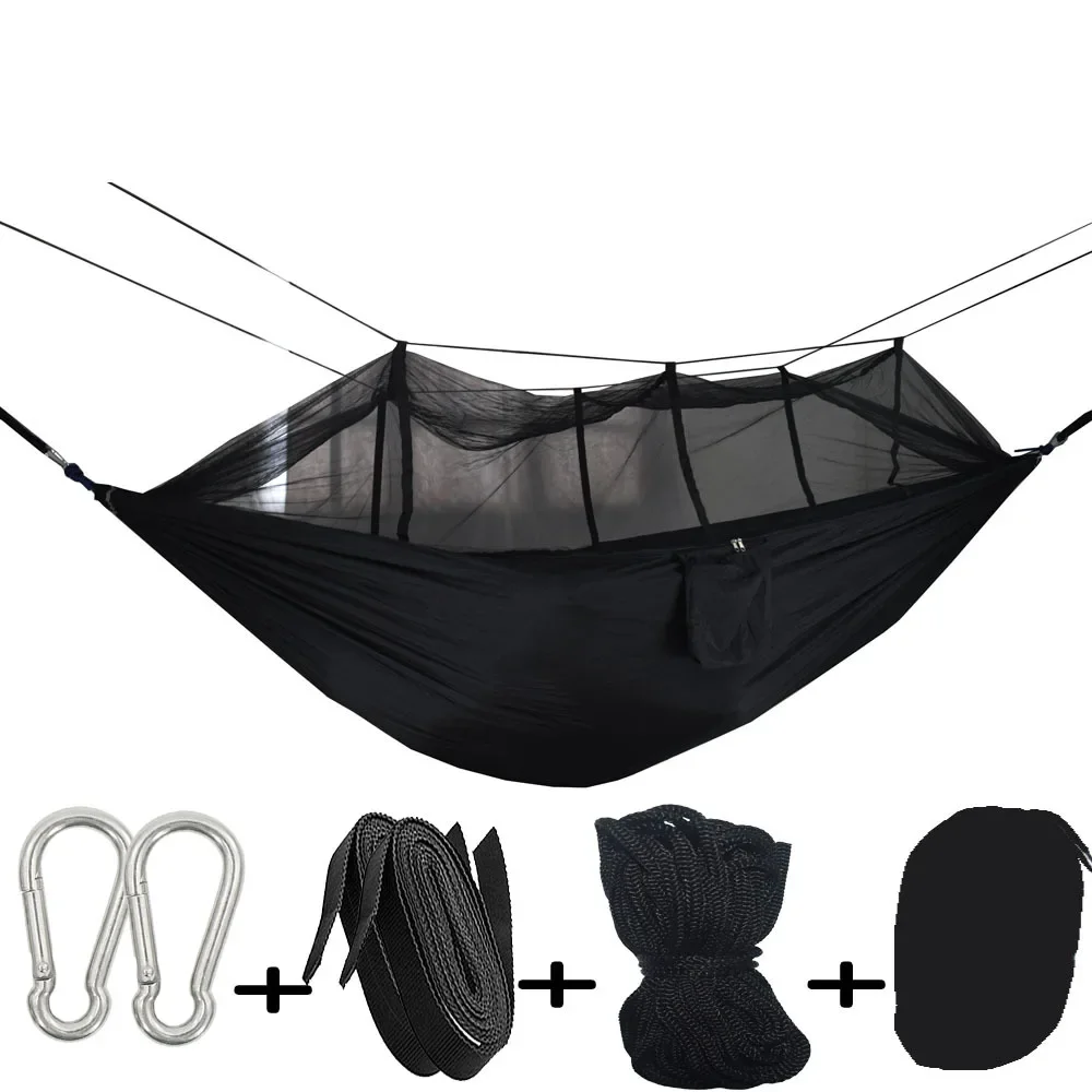 Outdoor mosquito net hammock double 210T nylon hanging chair anti-mosquito aerial camping equipment 260 * 140cm