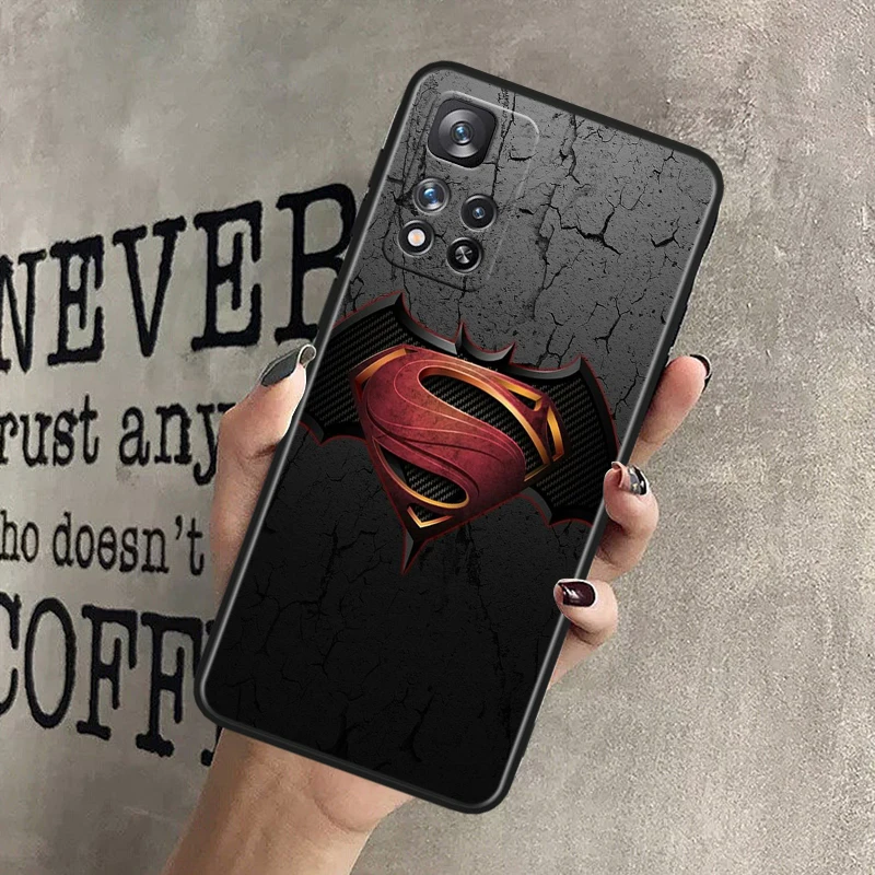 Cool Batman Superman For Xiaomi Redmi Note 13 12 11T 11E 11S 10T 10S Turbo Pro Plus Max Lite Black Soft Phone Case