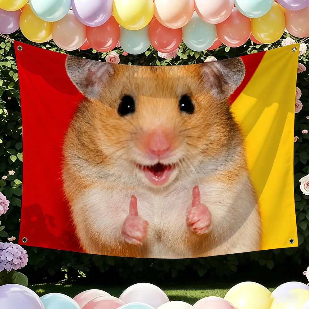 Hamster Funny Meme Flags Flag Suitable For Party Club Outdoor Interior Wall Art Decoration Banner Gift