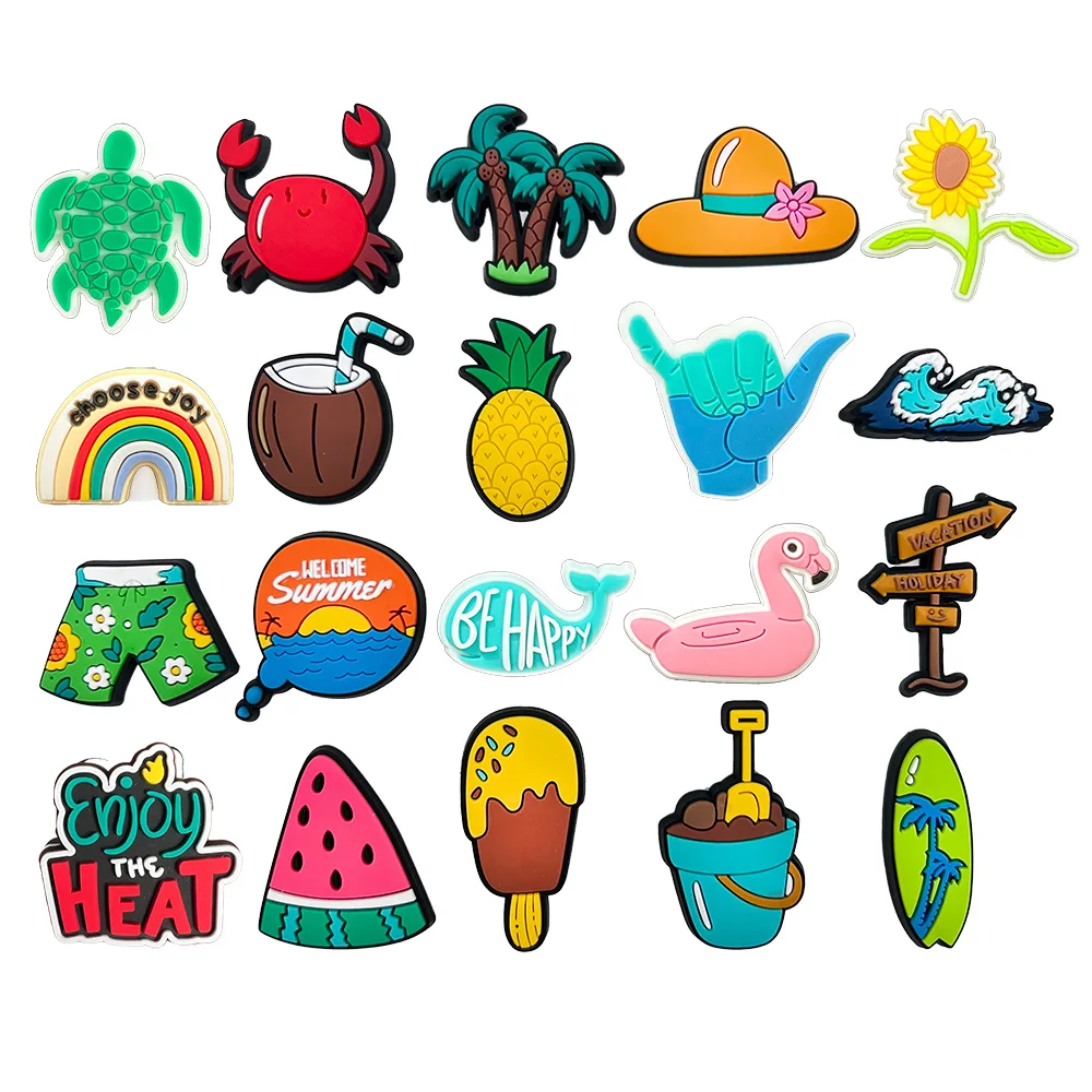 New Beach Theme PVC Shoe Decorations Clog Garden Shoes Charm DIY Buckle Accessories Décor Pins Ornaments Adult Gifts