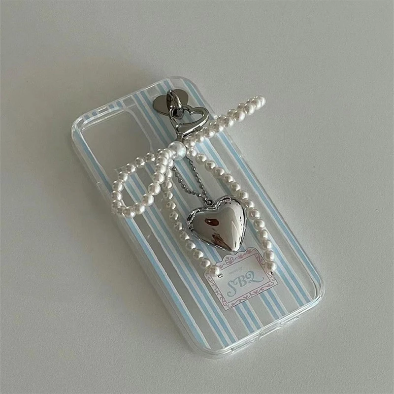 Handmade Pearl Bow Shaped Pendant Keyring Delicate Beaded Key Chain Heart Keychain Ornament Pearl Decoration For Bags Phones image 5