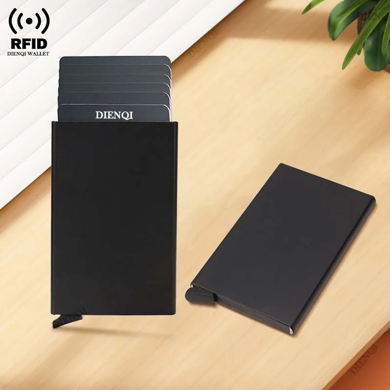 Rfid Card Holder Smart Wallet Cardholder Metal Thin Slim Men Women Wallets Pop Up Minimalist Small Black Mini Case Vallet Walets