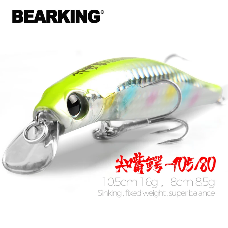 BEARKING 10.5cm 16g  8cm 8.5g Hot fishing gear shone sinking lures minnow crank fixed weight system wobbler bait isca artificial