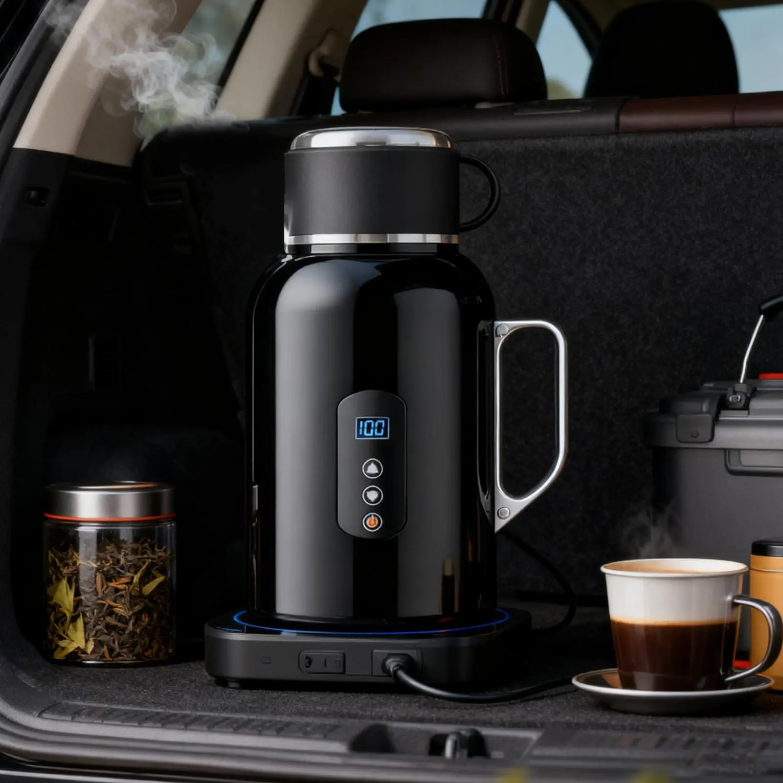 Hot Water Kettle Electric Heating Portable 1500Ml 12/24V Pots Electric Tea Pots For Commute Outdoor Road-Trip Camping Daily