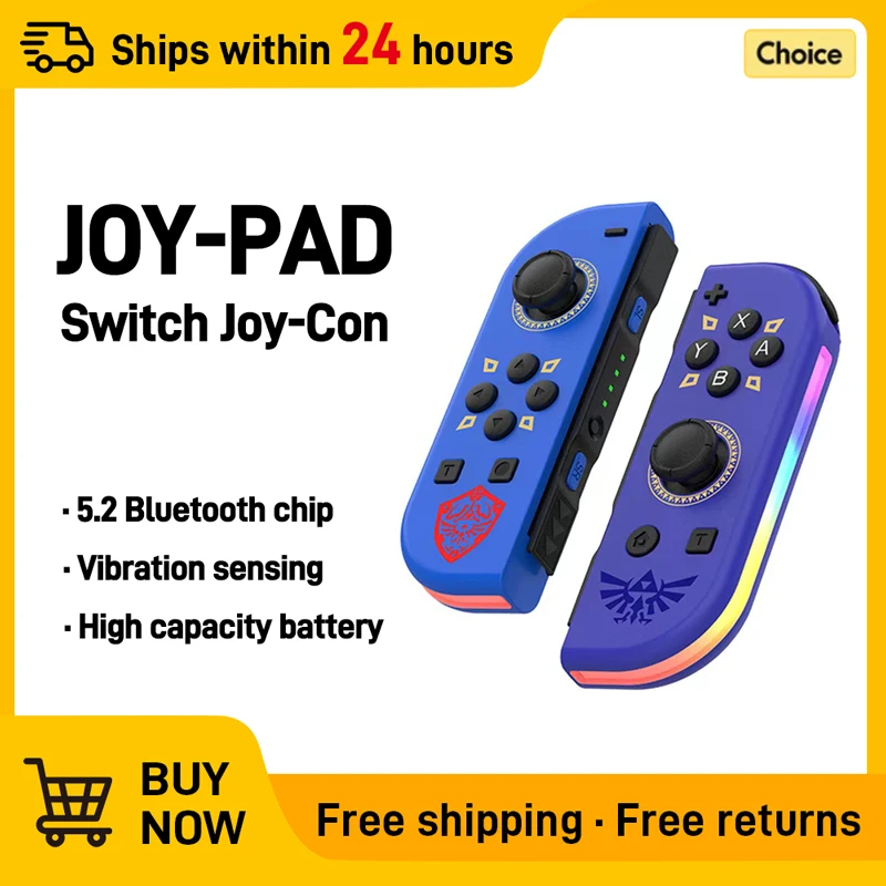 VILCORN Joy Pad RGB LED 5.2 BT Switch L/R Joypad for Nintendo Switch Lite Oled Cons Joystick with Dual Vibration For PC Yuzu