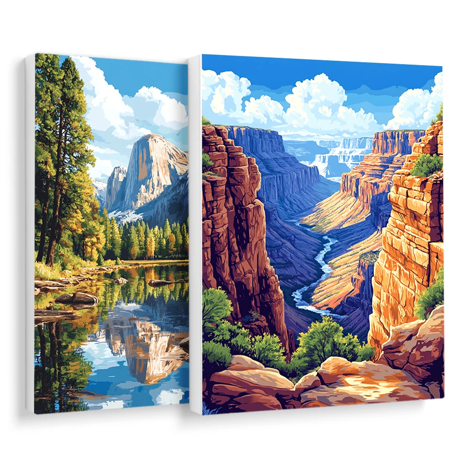 

RUOPOTY Canvas Painting By Numbers Watercolor Picture Drawing natural landscape Drawing On Canvas Handiwork Oil Home Decor Items