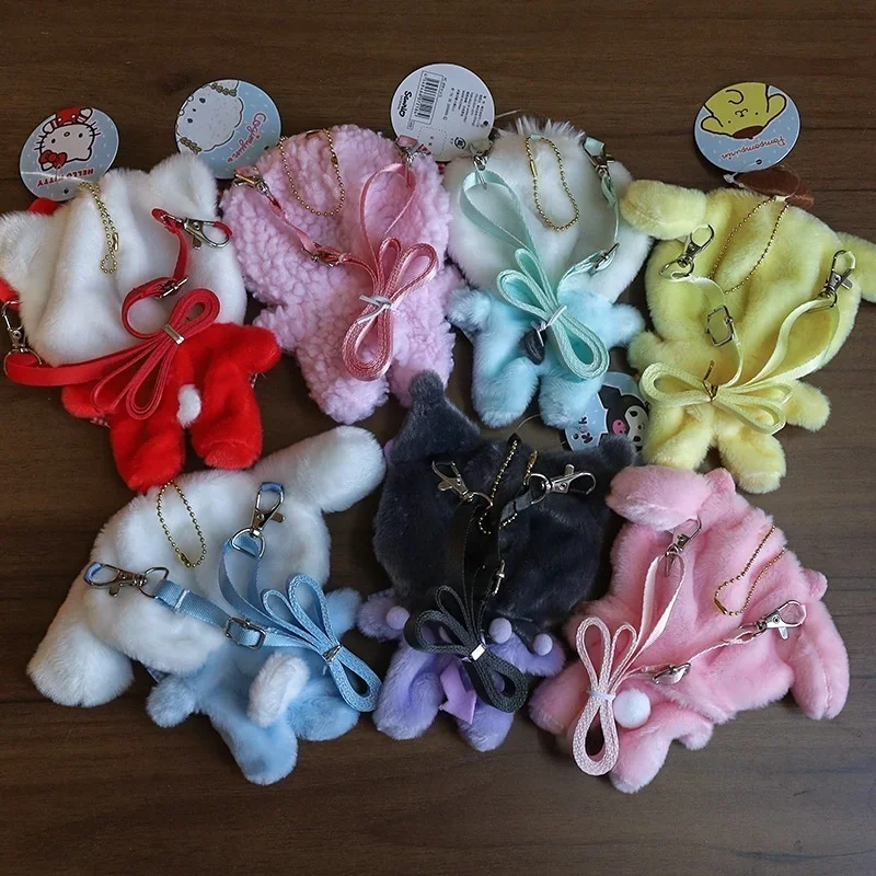 Ubranka dla lalek Labubus 15-17 cm, pluszowy kaptur Mickey Stitch, Sanrio Hello Kitty, Cinnamoroll, Melody, Kuromi, Pochacco, akcesoria, sukienka