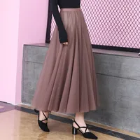 Three-Layer Flared Tulle Skirt High Waist Midi Fairy Skirt Pleated A- Line Half Body Skirt Spring Autumn New Arrival