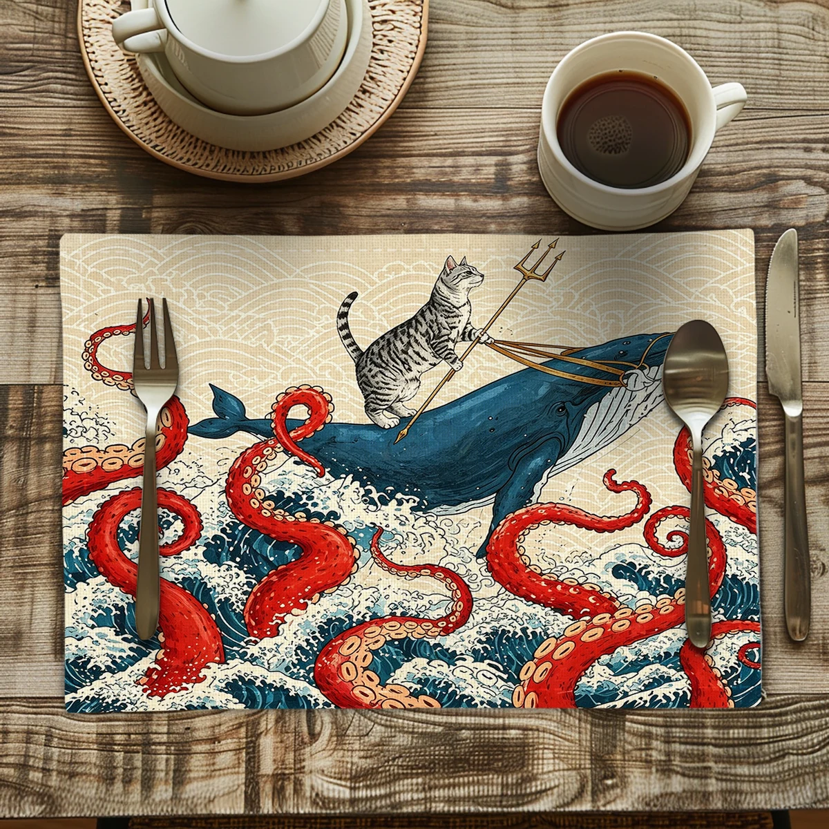 

Watercolor Floral Pattern Polyester Placemats & Coasters - Decorative Table Linens for Home, Restaurant and Daily Use