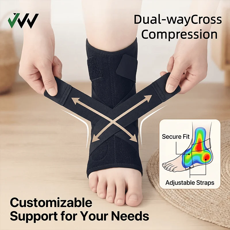 Polyester Ankle Brace Support for Unisex Prevention of Sprained Ankles with Compression Metal Springs Stabilizing for Running