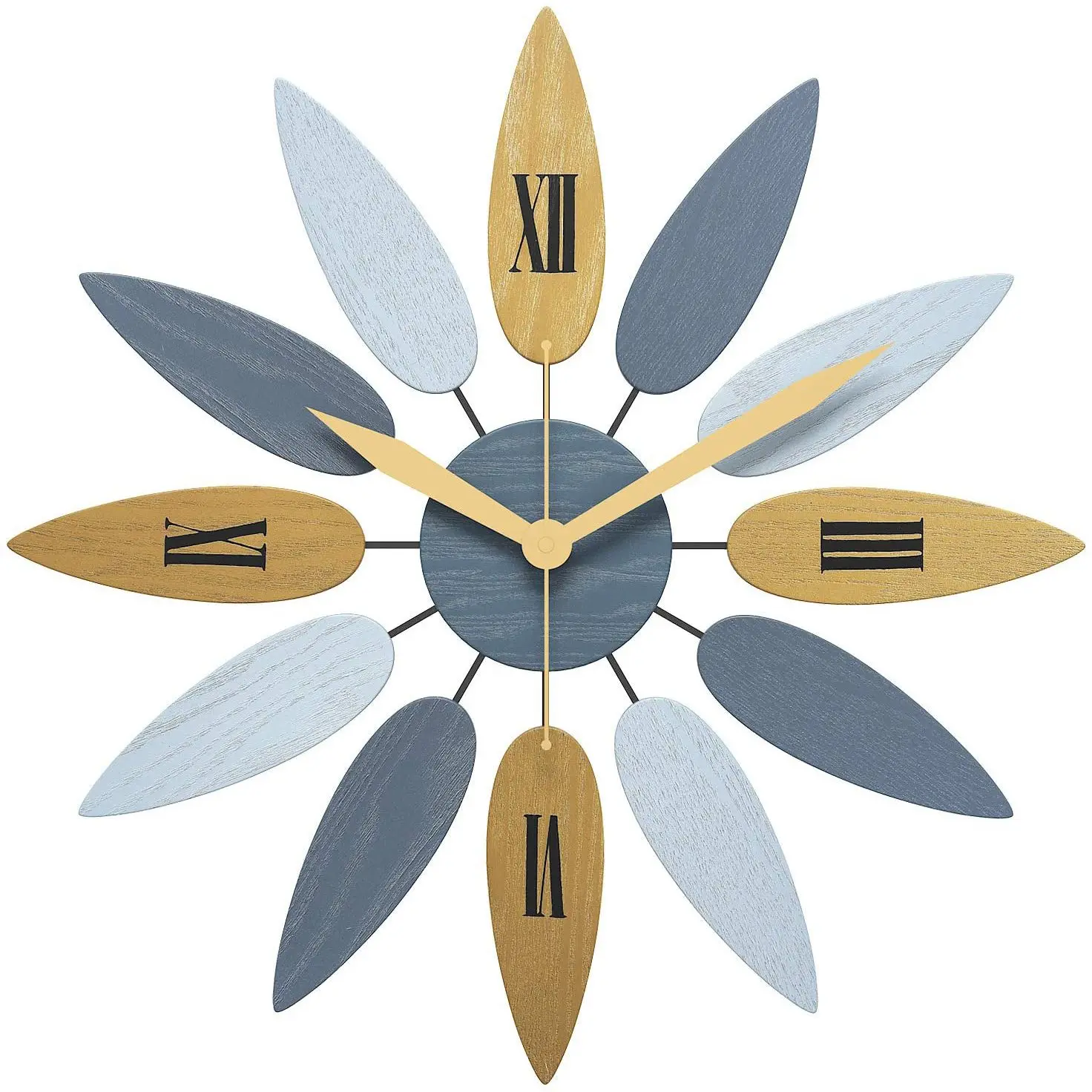 

Large Modern Wall Clock 20 Inch Art Wall Clock, Leaf Shape Silent Quartz Movement Wall Clock for Decorating Living