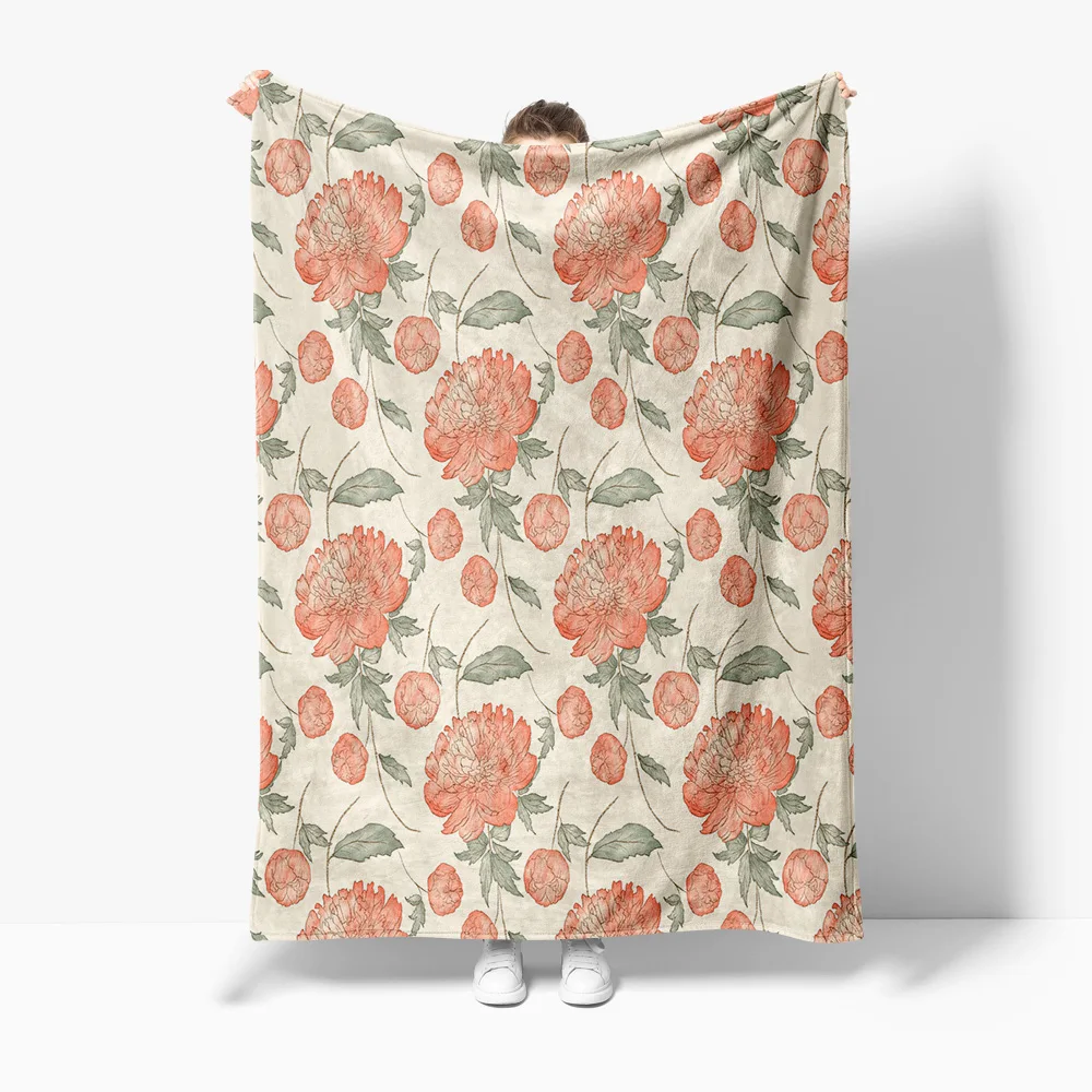 

Floral Watercolor Print Blanket Soft Fleece Throw Blanket for Sofa Bed Couch Decorative Gift