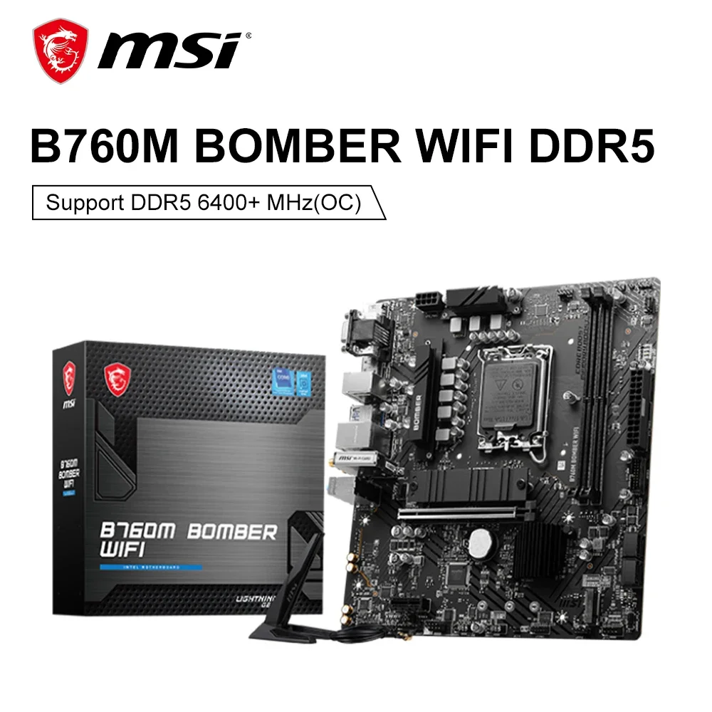 MSI B760M BOMBER WIFI DDR5 Motherboard Support 12th 13th Gen CPU Socket LGA 1700 M.2 PCIE 4.0 Micro-ATX 64GB placa mae