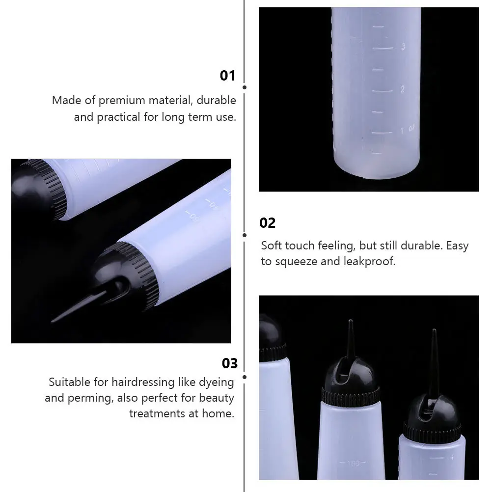 

6 Pcs Bottle Dry Cleaning Hair Dye Take Away White Plastic Pointed Mouth Container