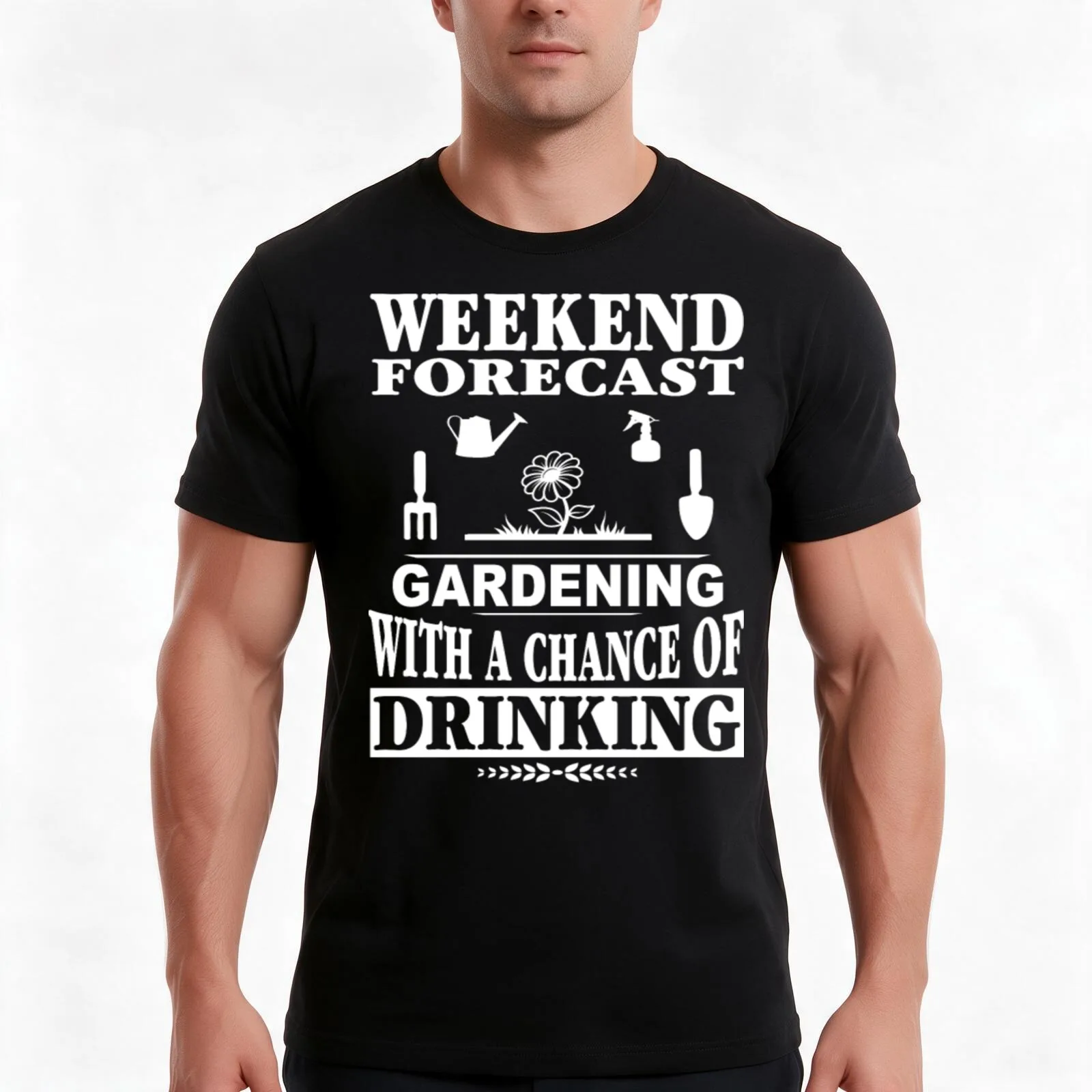 Gardener - Gardening with a chance of drinking T-Shirt Summer Casual Cotton Tee Oversized Streetwear Tops Unisex Men Women