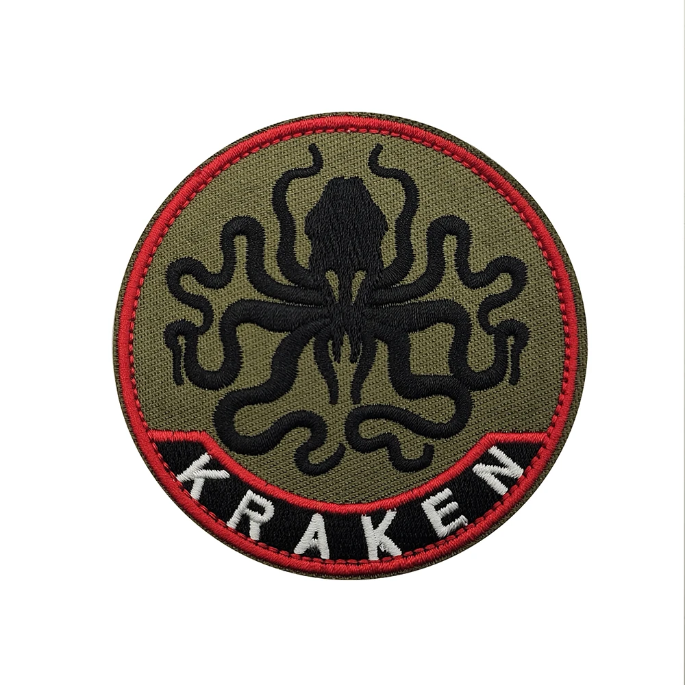 KRAKEN Patches bordados braçadeira mochila Emblemas das Forças Especiais da Ucrânia com faixa Chevron com suporte de gancho