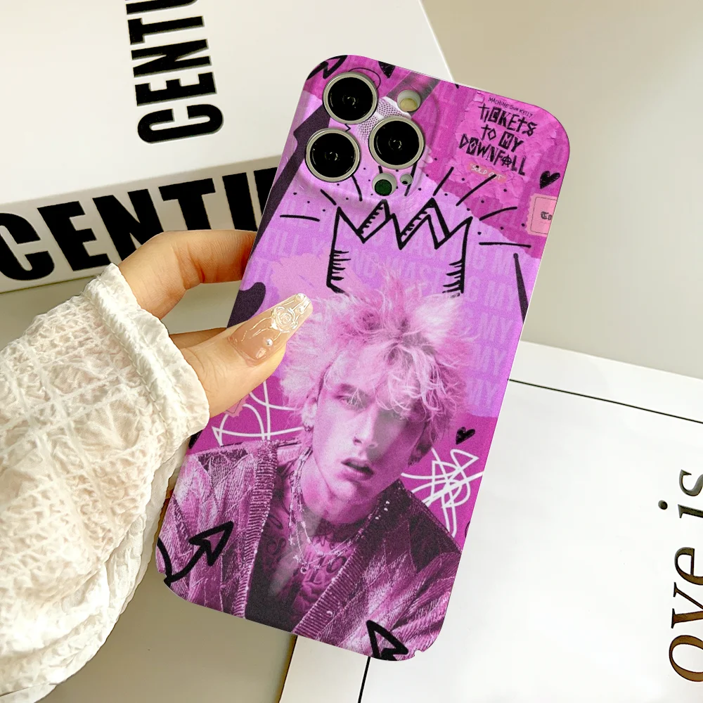 MGK M-Machine Gun Kelly جراب هاتف FUNDA آيفون 16 15 14 13 12 11 Plus Pro Max ثقب دقيق صغير مطابقة فيلم يغطي