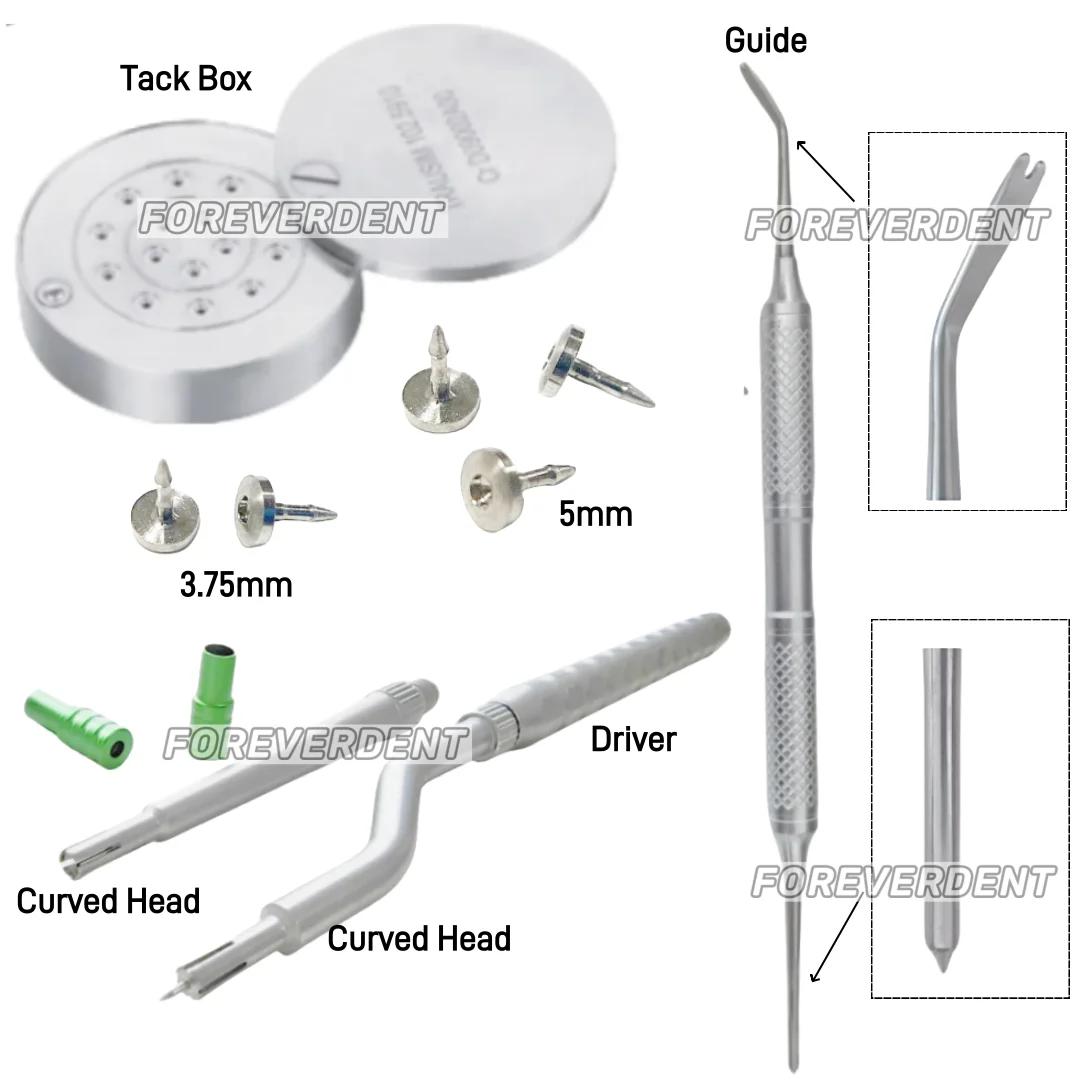 Dental GBR Kołki do mocowania kości Uchwyt Mocowanie membrany Prosty/Curve Driver Implant Kołki do mocowania membrany Stop tytanu