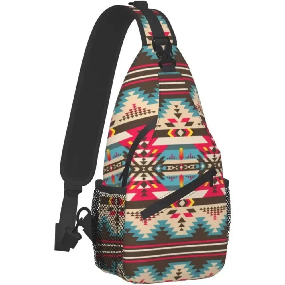 Native Southwest American Shoulder Bags Mini Rope Sling Bag Crossbody Waterproof Chest Daypack for Hiking Travel Runner Biking