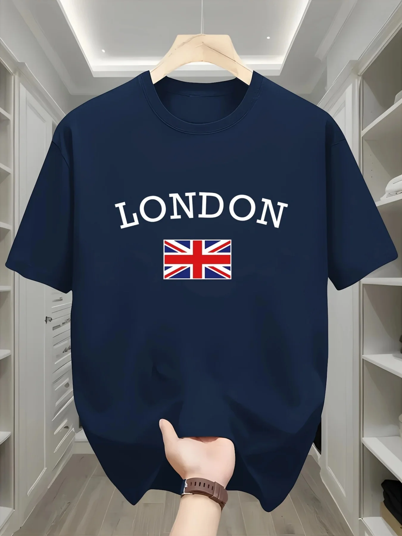 London Inspired Union Jack Graphic Tee Casual Tops 100% Cotton Men's T-shirt Summer Breathable Lightweight Comfortable Shirts